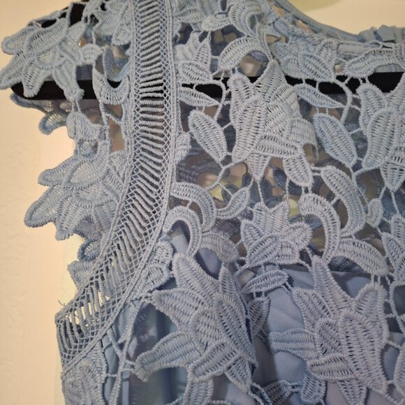 Light Blue Lace Asymmetrical Dress - Picture 5 of 5
